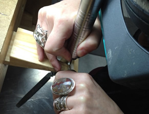 student practicing jewelry making skills